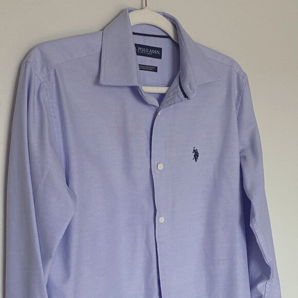 U.S. Polo Assn. Men's Wrinkle-Resistant Shirt, Ice Blue, Size 14 1/2 Neck - Picture 1 of 8